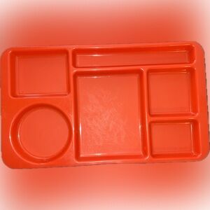 6 Compartment Divided Cafeteria School Lunch Food Tray RED Picnic